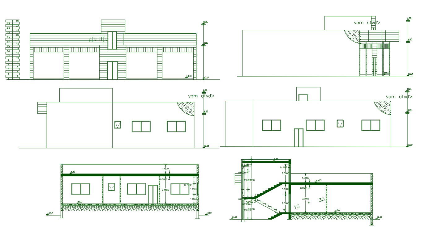 House With Shop Building Sectional Elevation Design