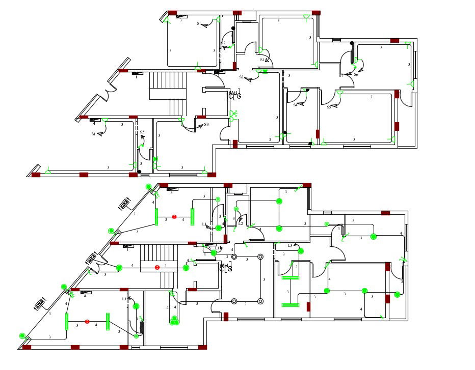 House With Shop Electrical Layout Plan Design DWG File