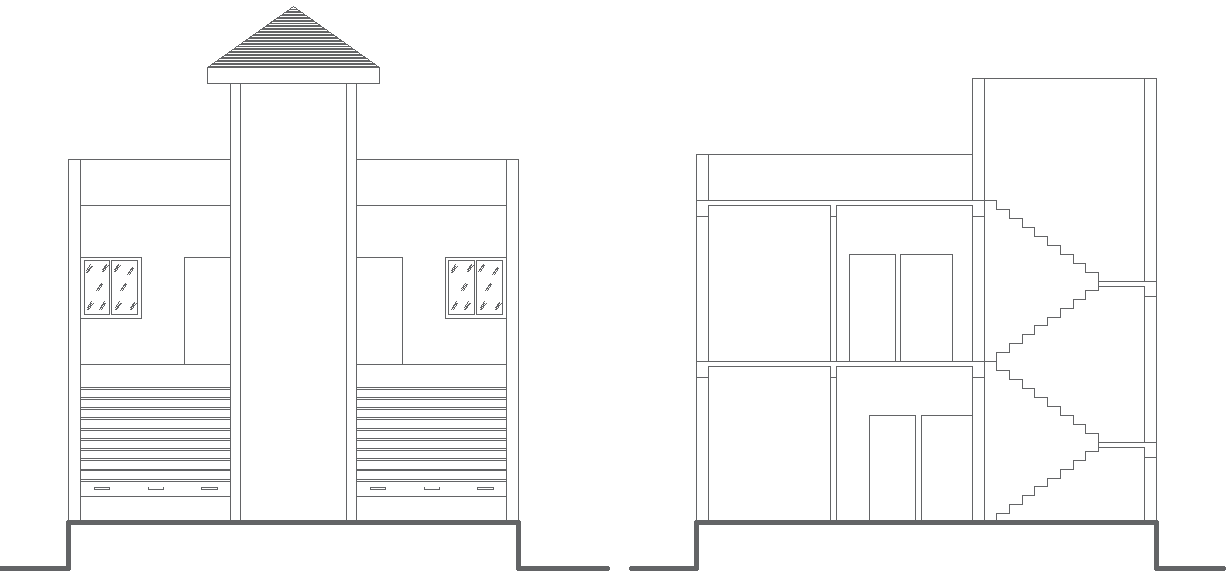 Modern House Shop Front Elevation in AutoCAD DWG Format