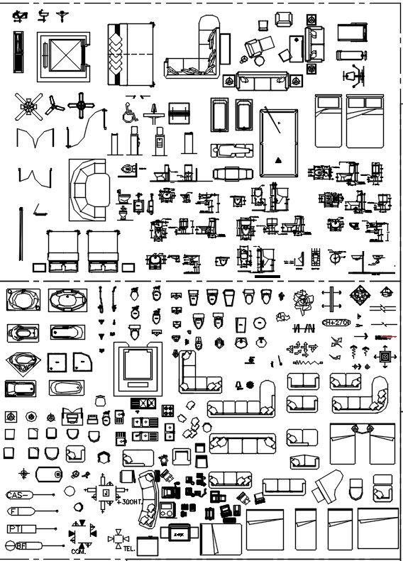 House furniture blocks design in AutoCAD 2D drawing, CAD file, dwg file