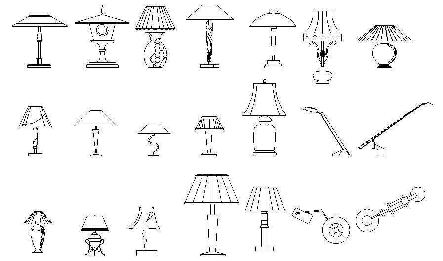 Household light lamp design dwg file
