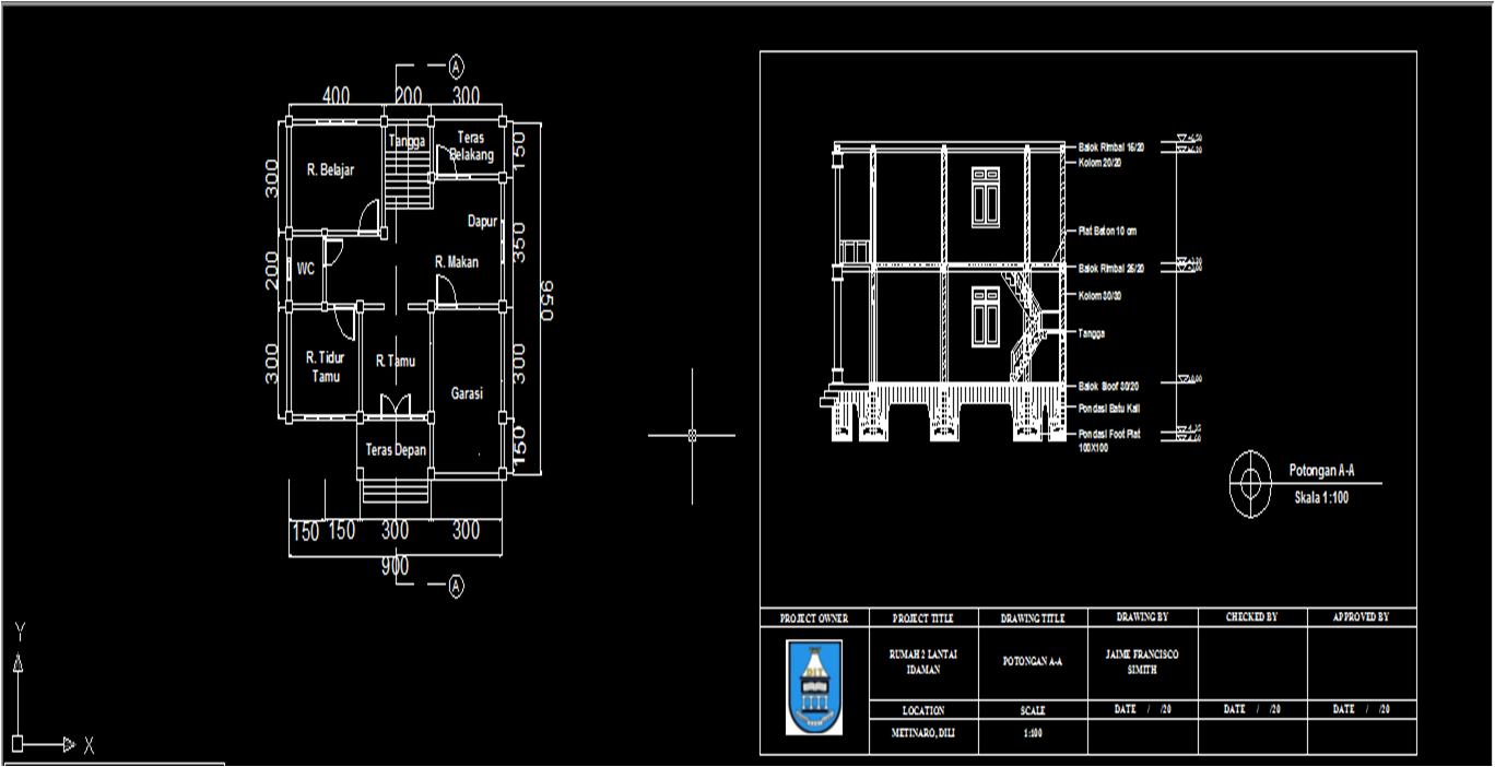 Houseplan, elevation and detail