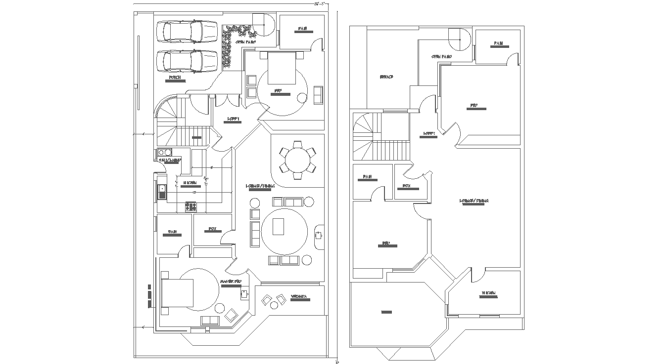 House plan of G+1 2bhk bungalow,Download Autocad DWG file.