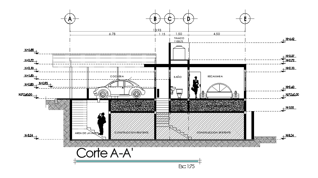 House room section details are given in this Autocad drawing file. Download the Autocad file.
