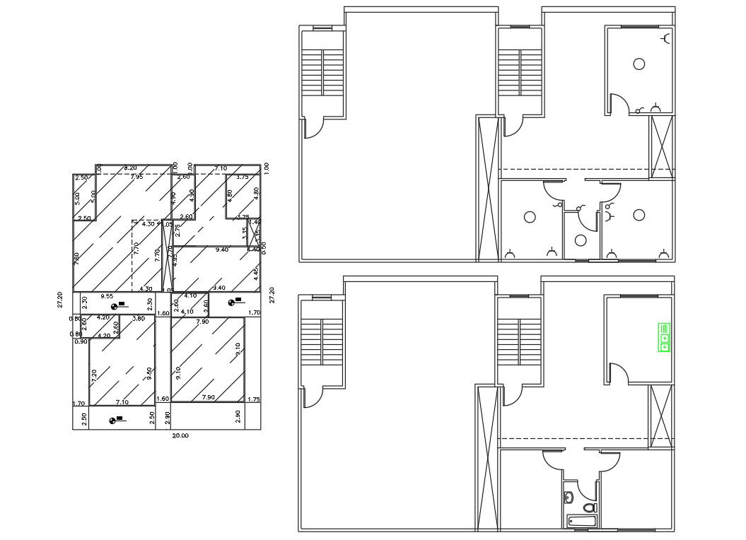 Houses of apartment structural layout plan and line out plan dwg file