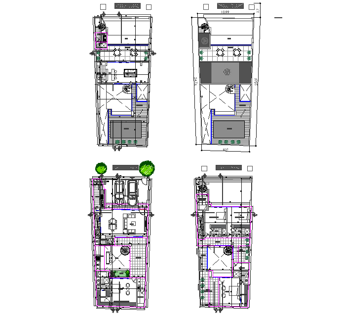 Houses three floors plan layout file