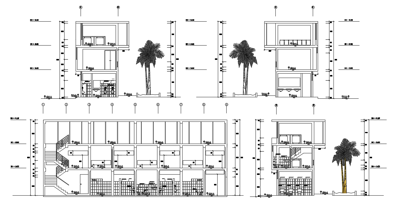 House sections cad drawing is given in this cad file. Download this cad file now.