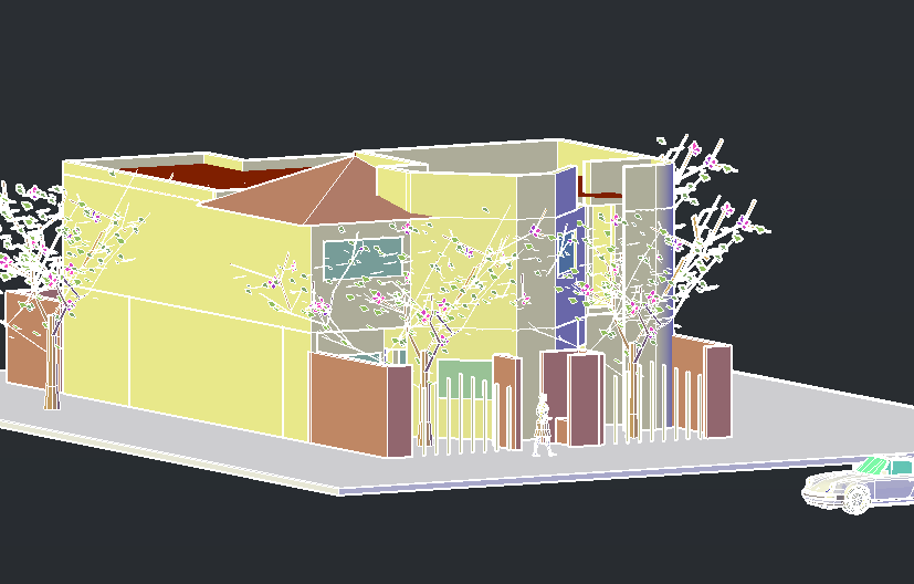 Housing 3 d plan detail dwg file