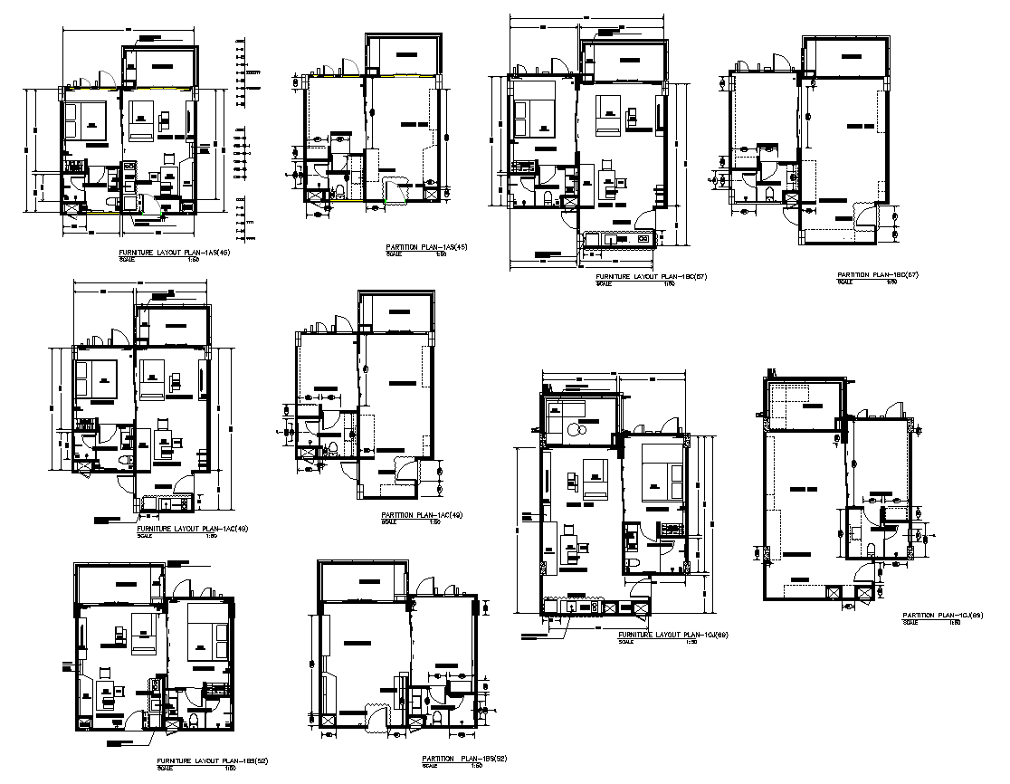 Housing building detail plan layout 2d view autocad file