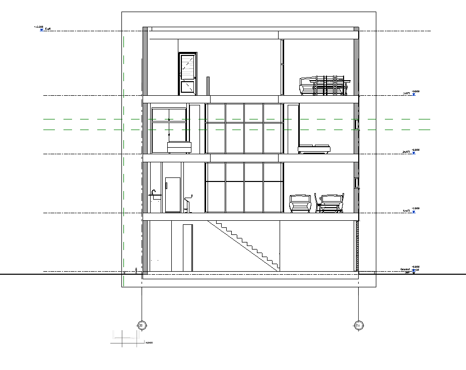 Housing building elevation 2d view layout dwg file