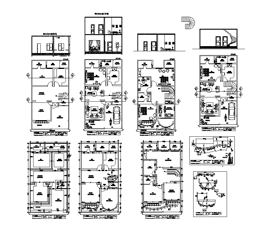 Housing building plan detail 2d view autocad file