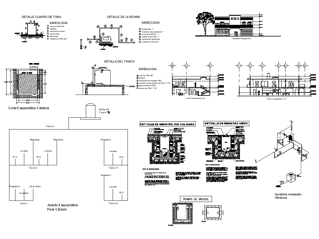 Housing building structure detail elevation, section and sanitary fitting file in autocad format