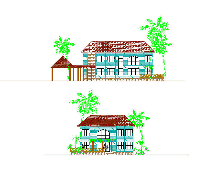 Housing building structure detail elevation 2d view layout file