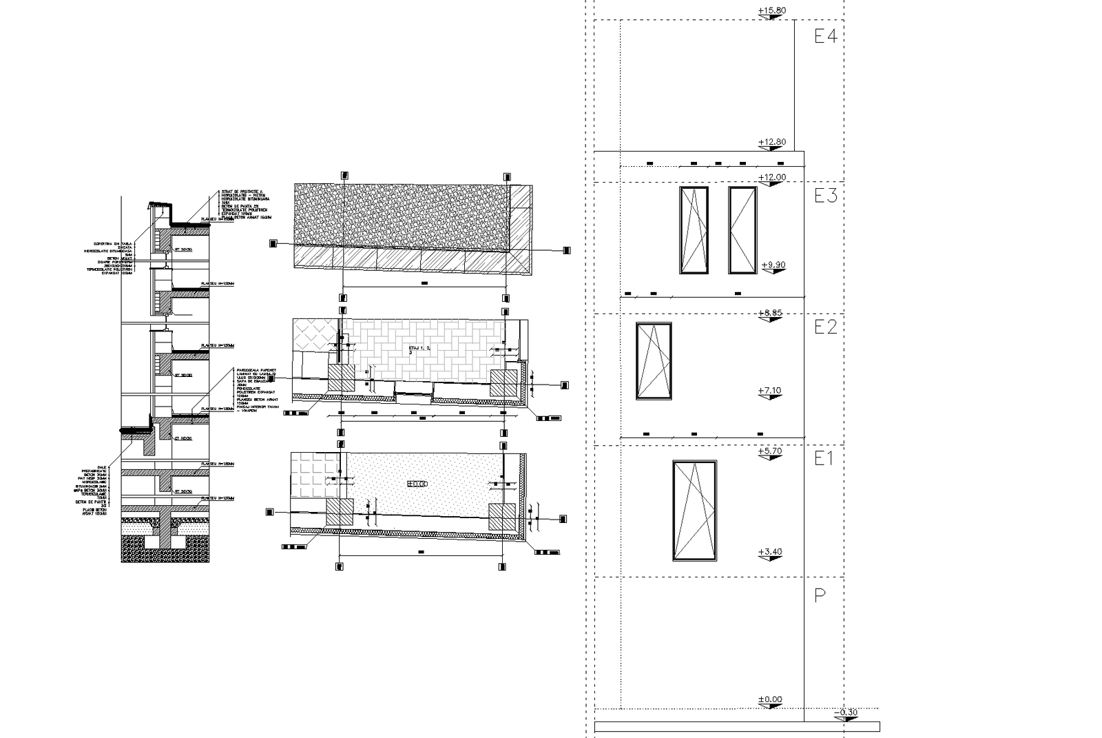 Housing facade detailing plan detail dwg file.