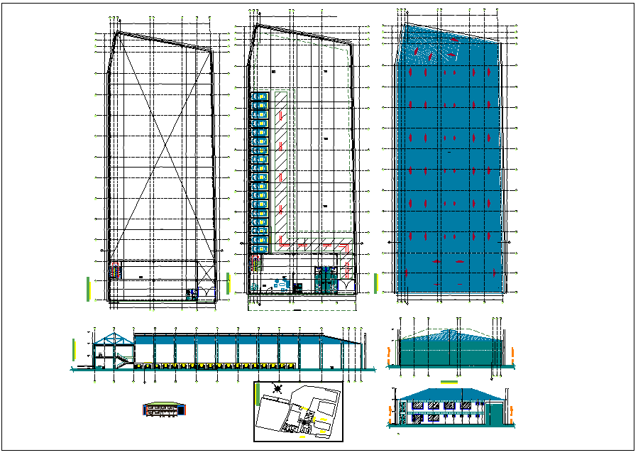 Housing plan and elevation detail information dwg file