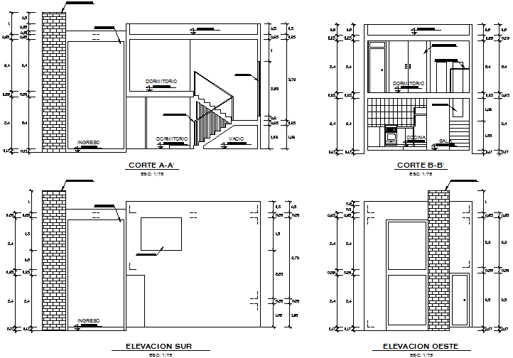 Housing plan detail dwg file