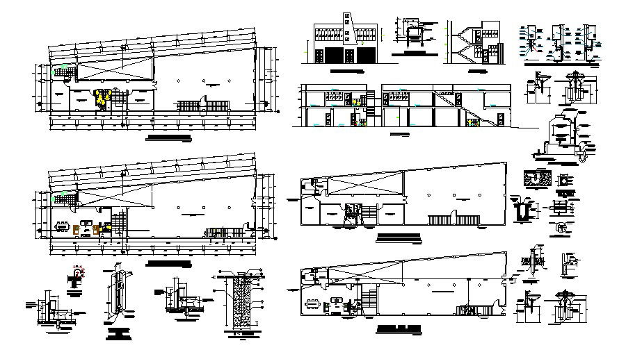 Housing plus commercial building floor plan and structure details dwg file