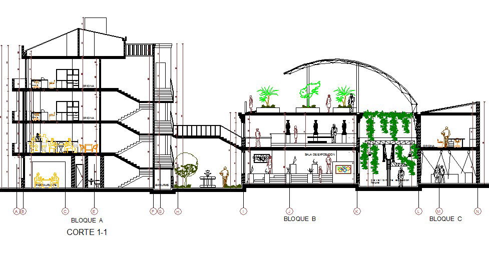 Housing section plan detail dwg file