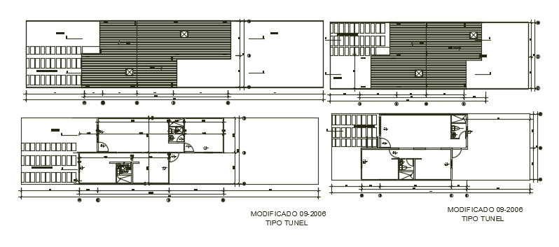 Housing type tunnel floor plan with architecture view dwg file
