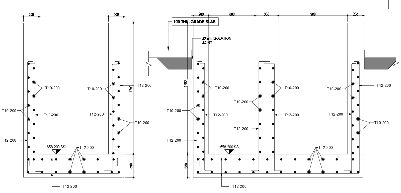 Housing Projects Beam & Column Steel Bar Details in AutoCAD DWG