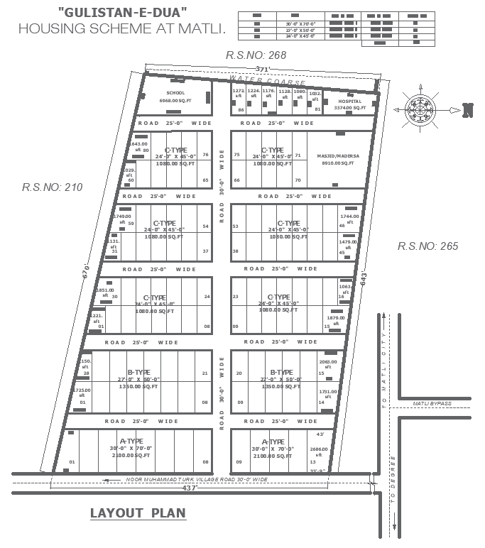 Housing Scheme Layout with Varied Plot Sizes DWG Plan