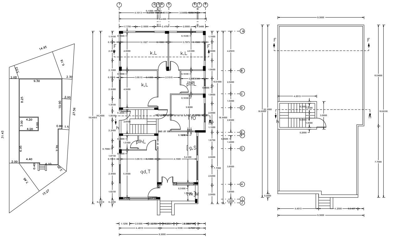 Huge Bungalow Architectural Plan With Terrace Floor CAD File