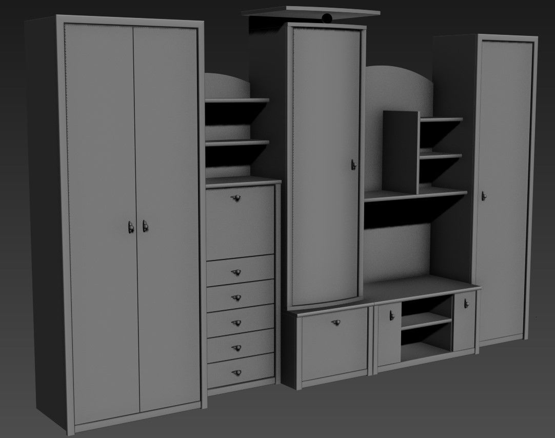 Huge Wooden Showcase Design 3D MAX File