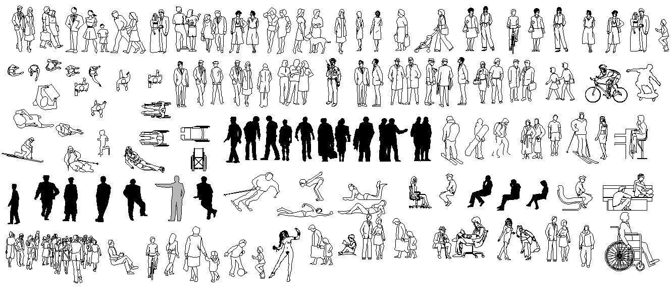 Human CAD Block Elevation Design Free DWG Download