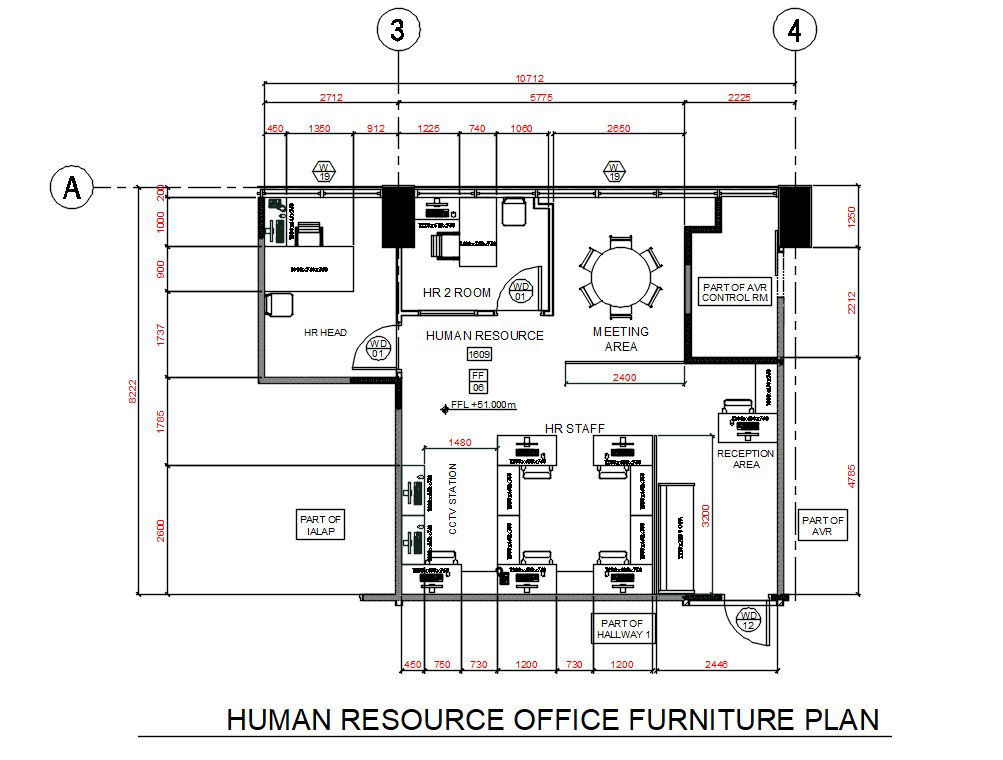 Human Resource Office Furniture Plan AutoCAD File