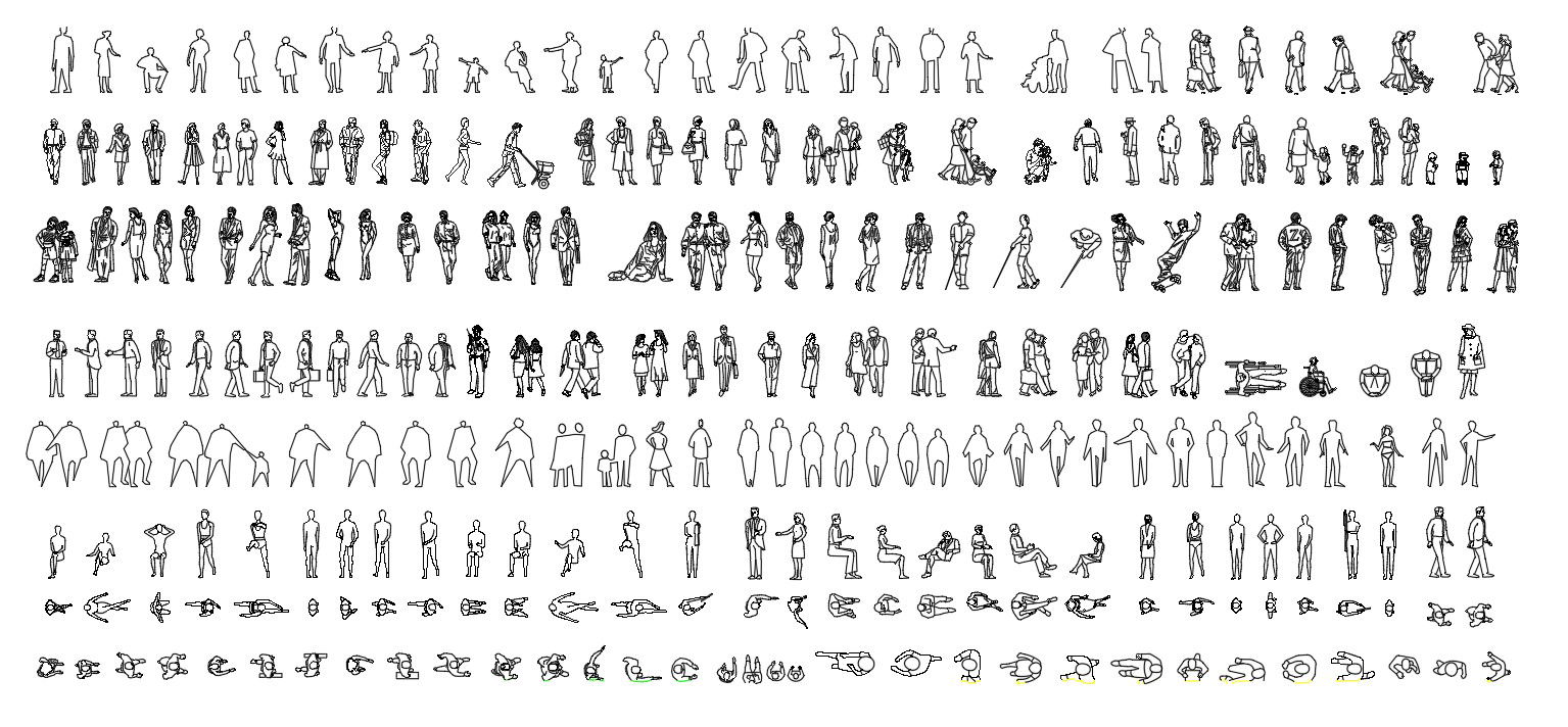 Human CAD blocks in AutoCAD drawing, dwg file, CAD file