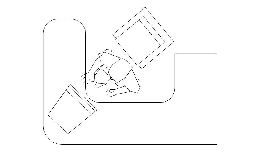 Human with computer table CAD block in AutoCAD drawing, dwg file, CAD file
