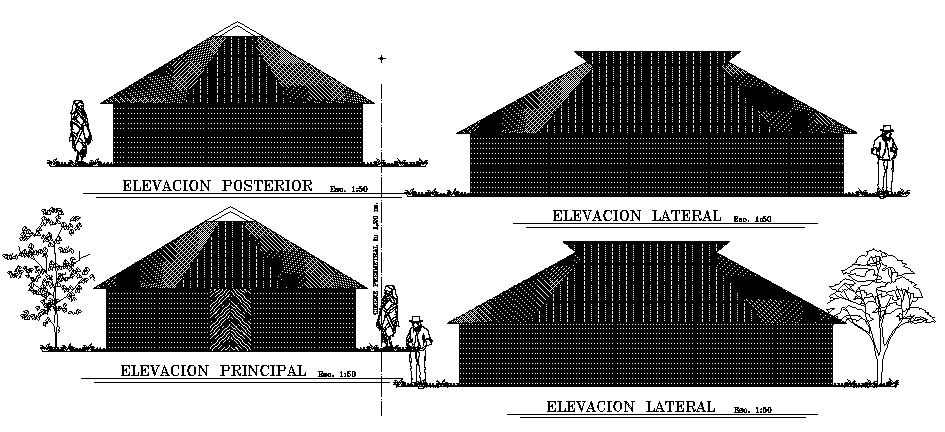 Hut type building design elevation