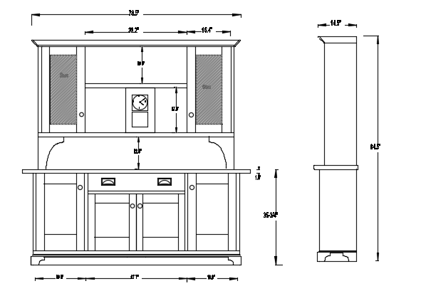 Hutch of kitchen 2d front view 