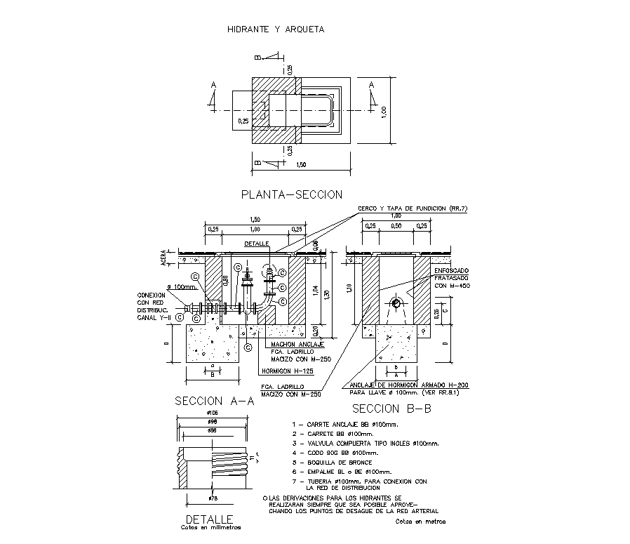 Hydrant pump detail elevation and section 2d view dwg file