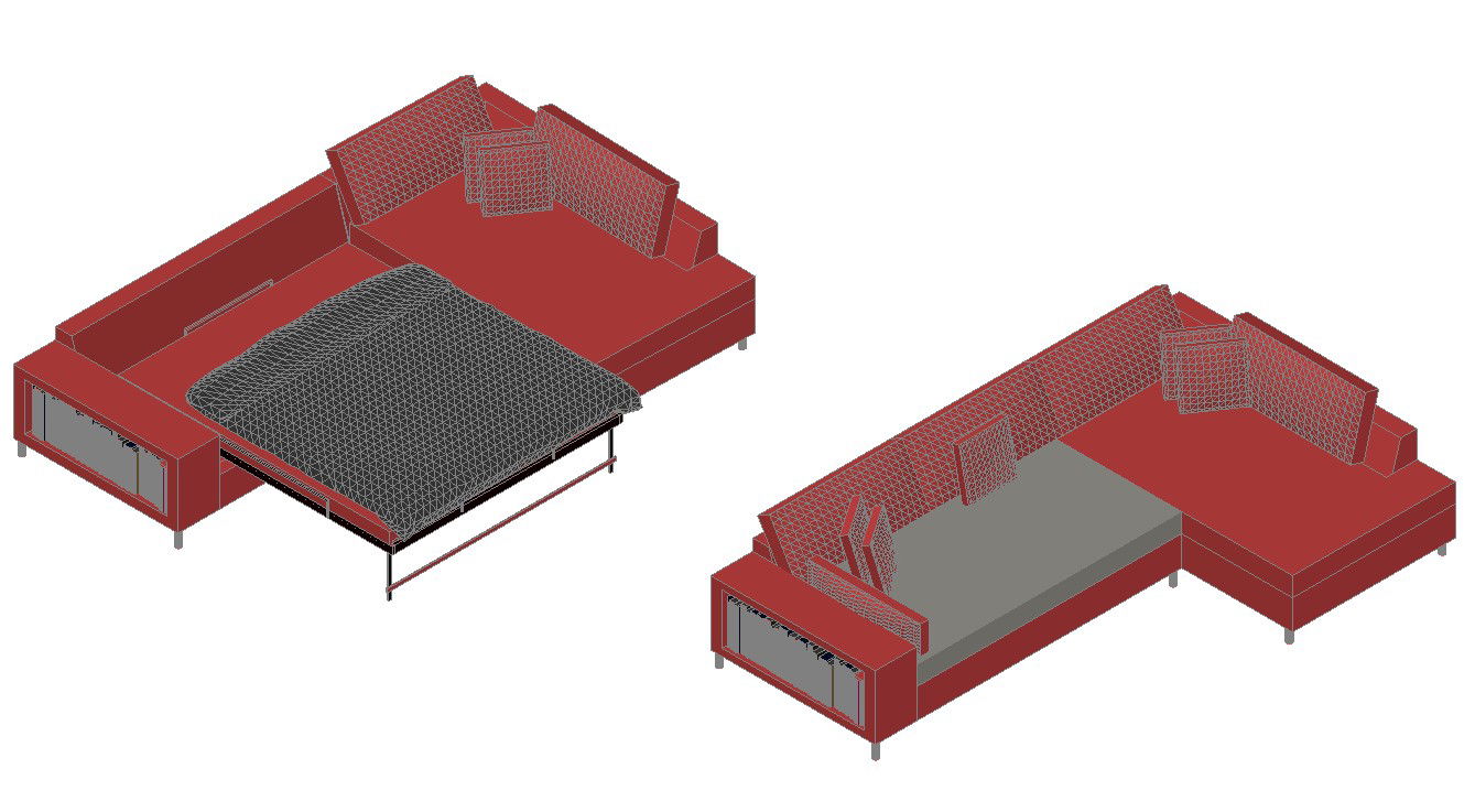 Hydraulic Sofa AutoCAD Drawing for Furniture Design