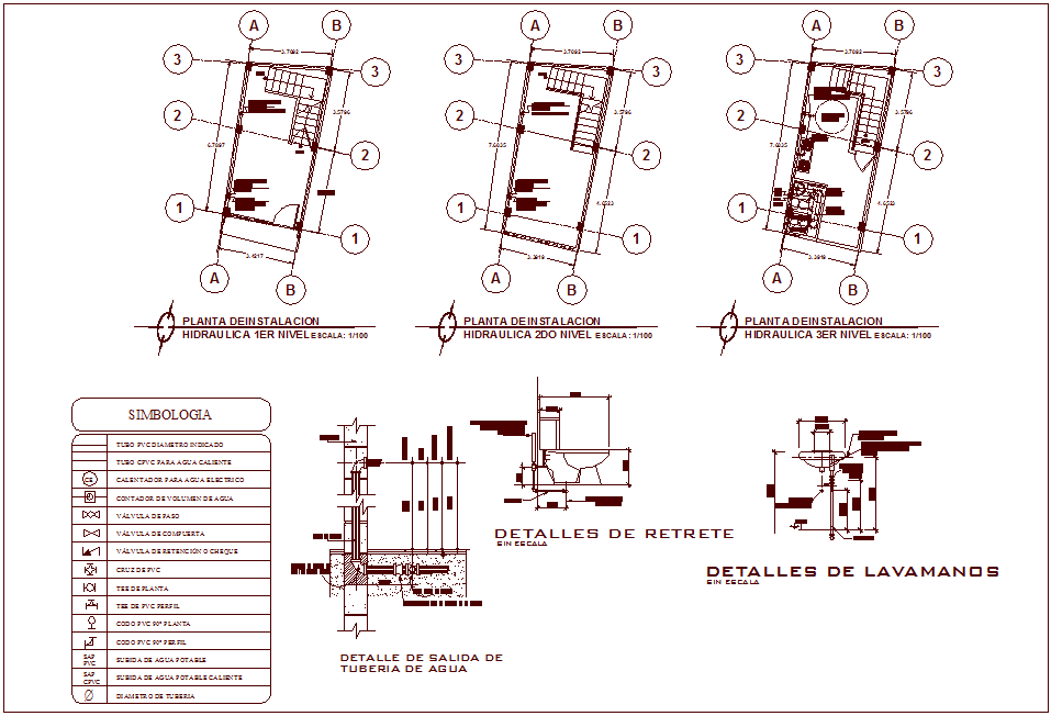 Hydraulic design view of law office area with detail dwg file