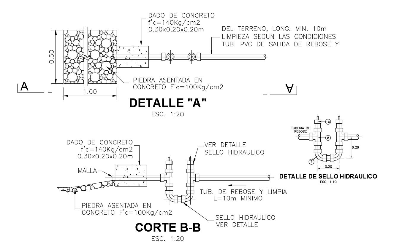 Hydraulic detail of valve house with elevation dwg file