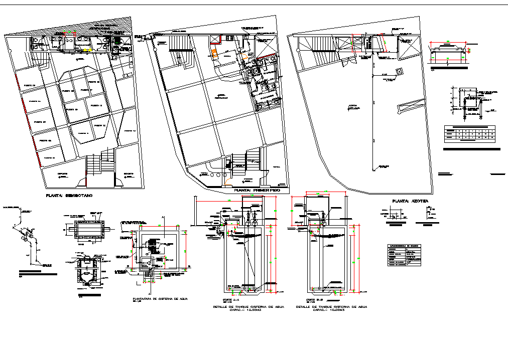 Hydraulic installation view of commercial building dwg file