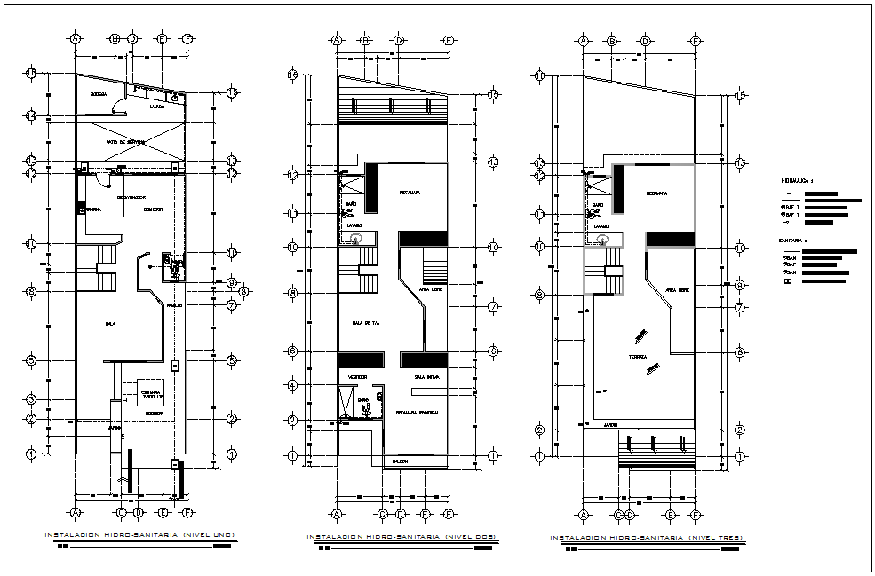 Hydraulic installation view of house dwg file