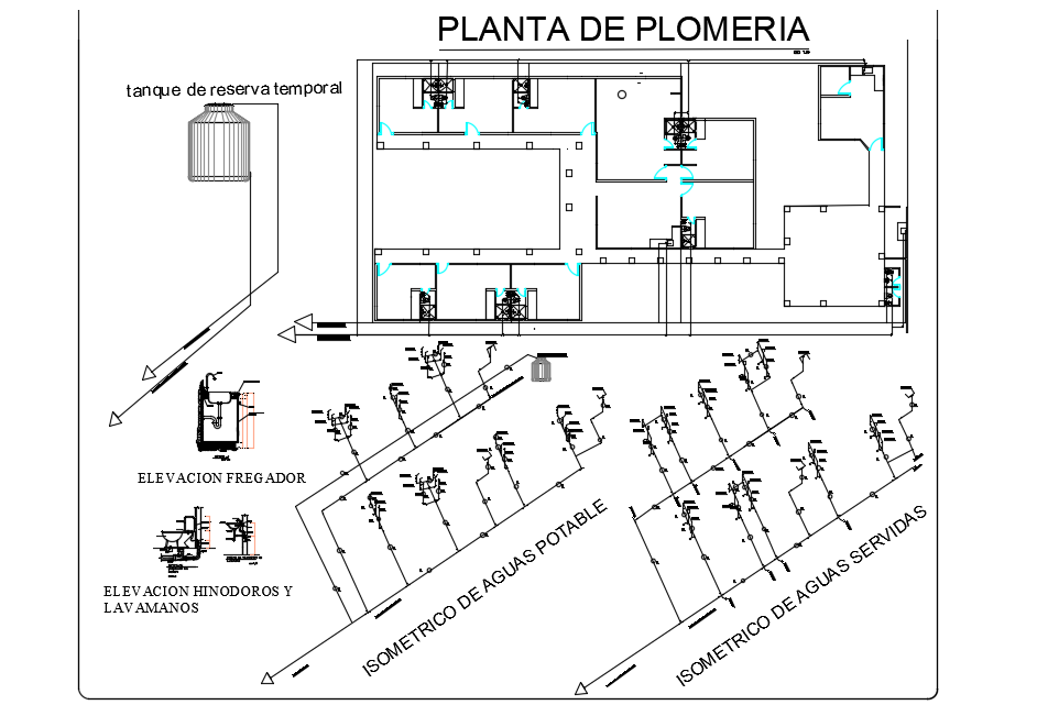 Hydraulic installation view of house dwg file