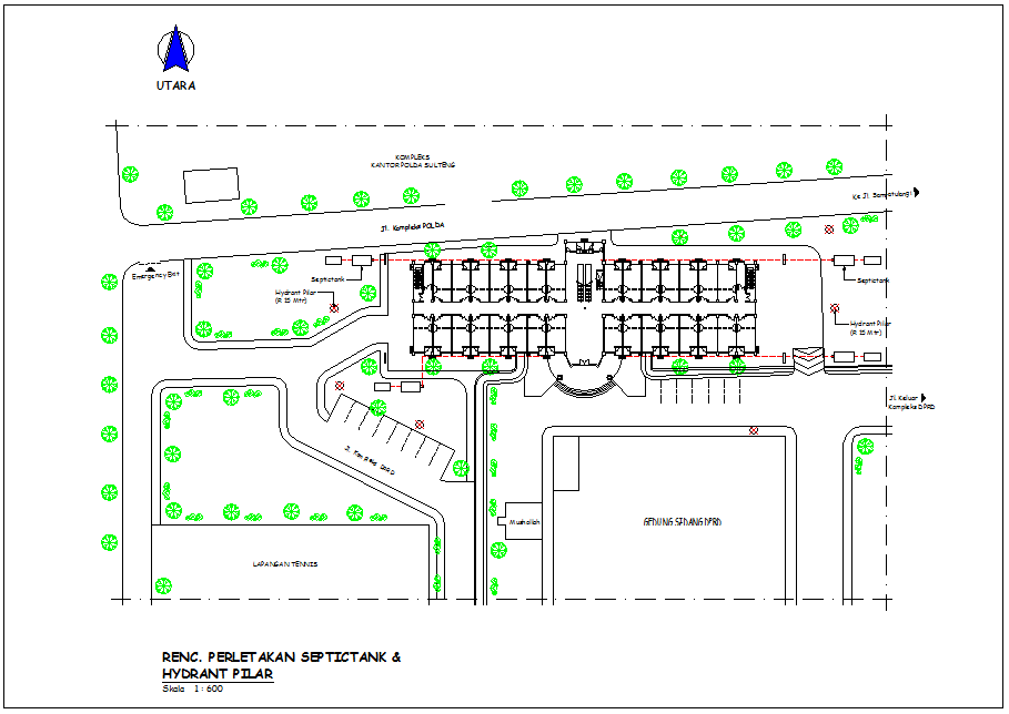 Hydraulic line with view of tank view in plan for office area dwg file