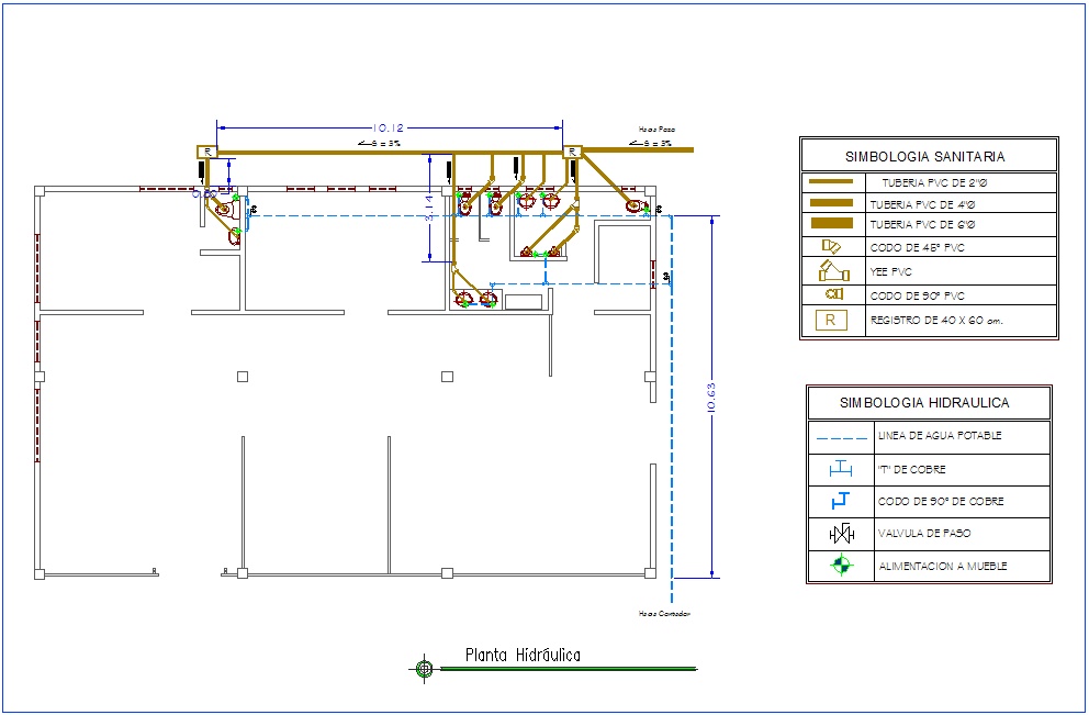 Hydraulic plan of office with its legend dwg file