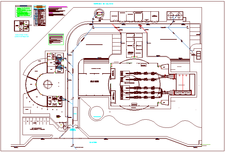 Hydraulic view with single pipe line view for industrial plant of process dwg file