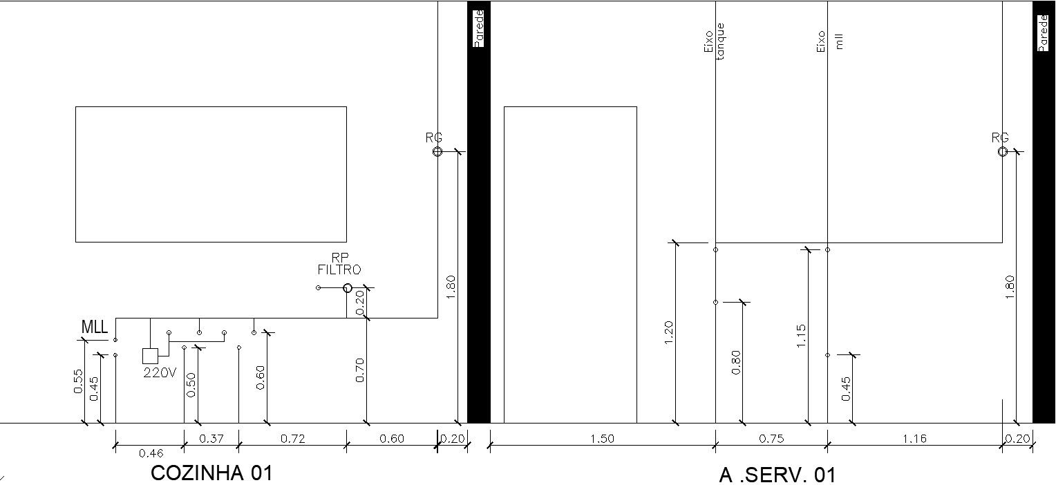 Hydraulic layout of kitchen