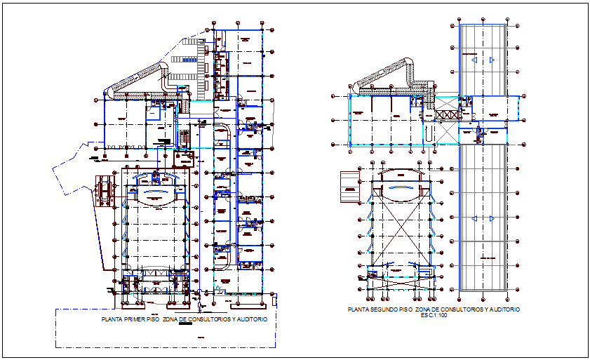 Hydraulics first and second floor plan of integral center dwg file