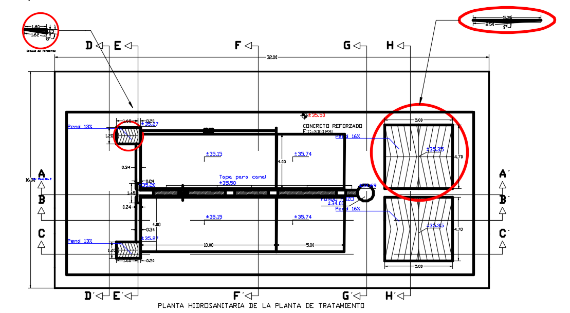 Hydro sanitary view of treatment process plant dwg file
