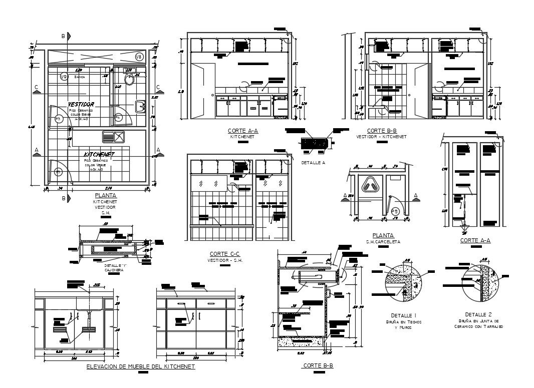 Hygiene services section, plan and installation details dwg file