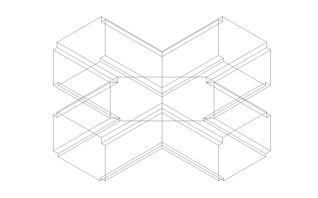 I Track_X-couple 3d wire frame view dwg file