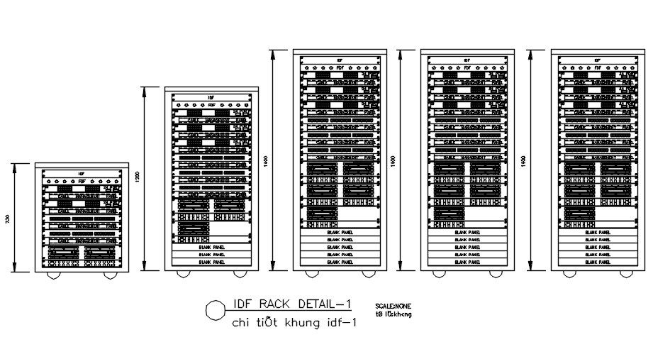 IDF rack detail in AutoCAD 2D drawing, dwg file, CAD file