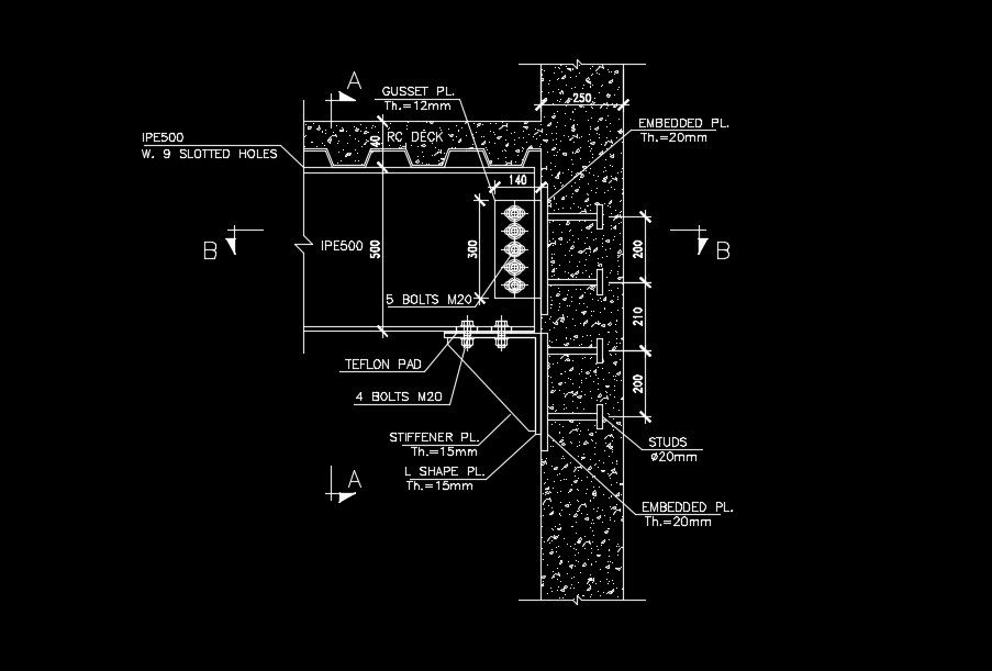 IPE500 channel section detail drawing